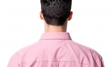 man in pink shirt