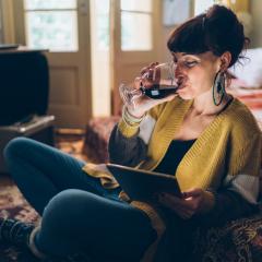 woman drinking wine