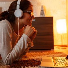 teen listening to music