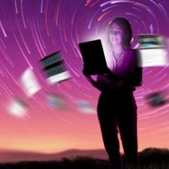 woman looking at screen