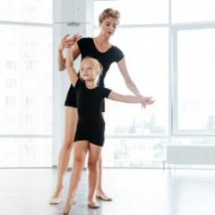 dance instructor and young child