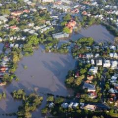 aerial view of Brisbane during the flood